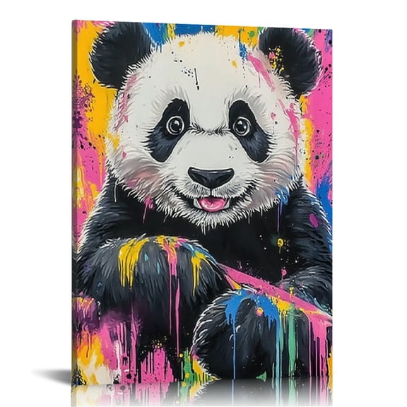 FCXZI Panda Bear Graffiti Art Canvas Prints Wall Art Home Decor 16x20in