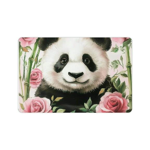 FCXZI Panda Bear Roses Bamboo Diatom Mud Mats Non-Slip Home Decor 24x16in