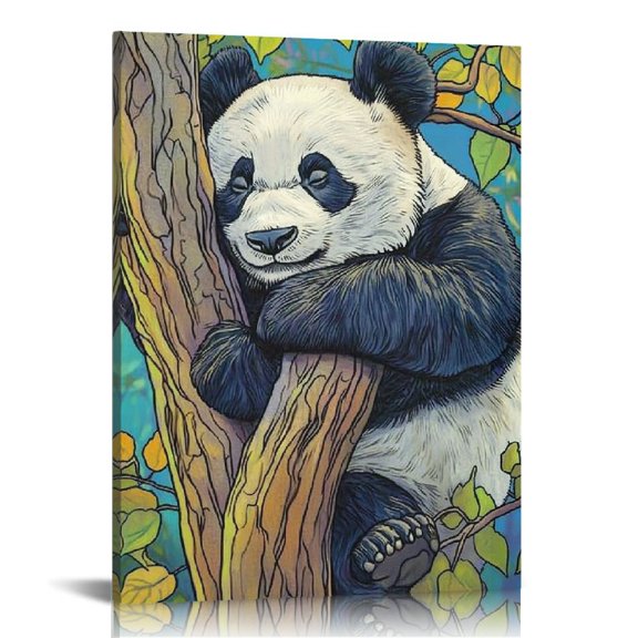 FCXZI Panda Bear Tree Branch Canvas Wall Art Home Decor 12x16 12x16in