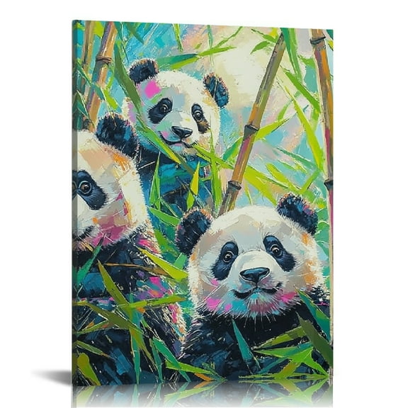 FCXZI Panda Bears Bamboo Canvas Wall Art Prints Home Decor 12x16in