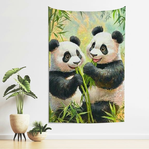 FCXZI Panda Bears Bamboo Trees Eating Tapestry Wall Hanging 60x80 40*60in