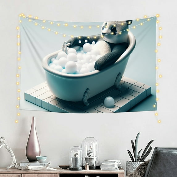 FCXZI Panda In Bathtub Tapestry Wall Art For Bedroom Living Room 60*40in