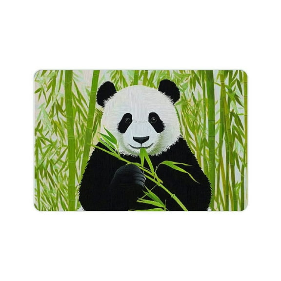 FCXZI Panda bath mat, panda bear in exotic forest jungle oriental nature wildlife tropical art, luxury bathroom decoration floor mat with non slip back, 24x16in