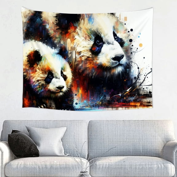 FCXZI Pandas Abstract Art Tapestry 100% Polyester Wall Decor 40*30in