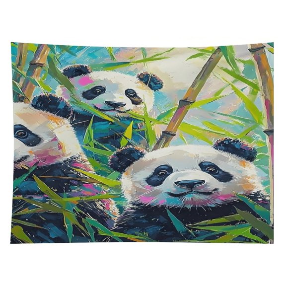 FCXZI Pandas In Bamboo Forest Tapestry, Polyester Print Wall Hanging Tapesties for Bedroom Dorm Living Room, Aesthetic Home Decor for Adults And Family