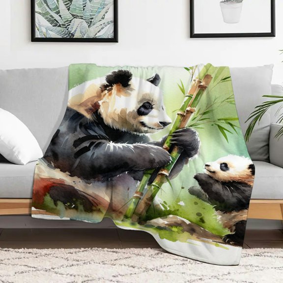FCXZI Pandas Bamboo Warm Cozy Decorative Flannel Blanket 50x60 40x50in