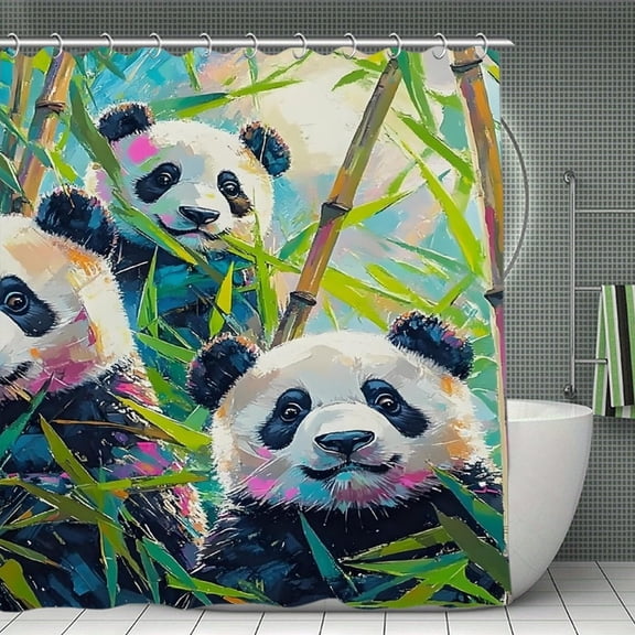 FCXZI Pandas In Bamboo Forest, Modern Bathroom Shower Curtain, Waterproof and Mildew-proof, Thickened Wet and Dry Separate Shower Curtain