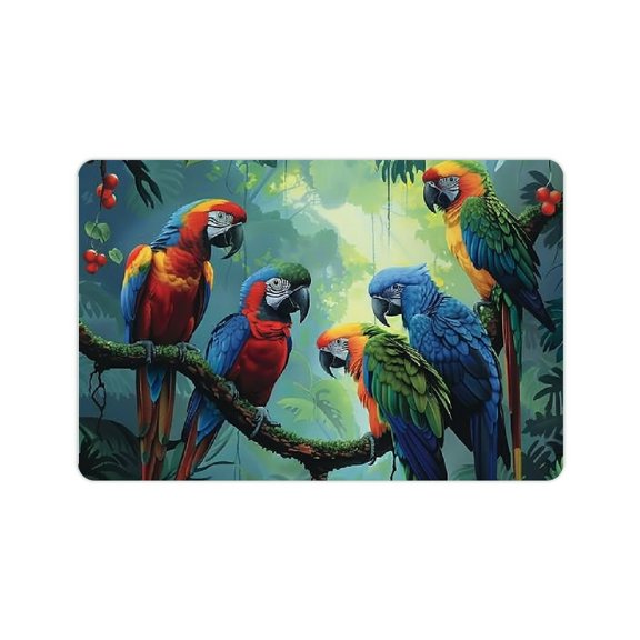 FCXZI Parrots Branch Forest Diatom Mud Bath Mat Quick Drying & Absorbent Home Rug 24x16in