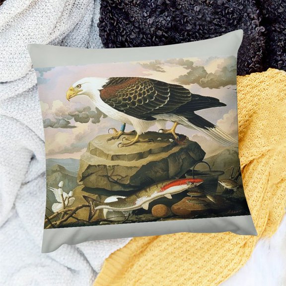 FCXZI Party Decor Birthday Gift Bird Fish Sky Linen Cushion Case for Home Sofa Couch 18x18in