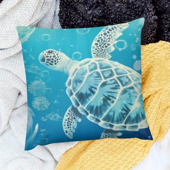 FCXZI Party Decor Turtle Birthday Gift Pillow Cover for Home Sofa 18x18in