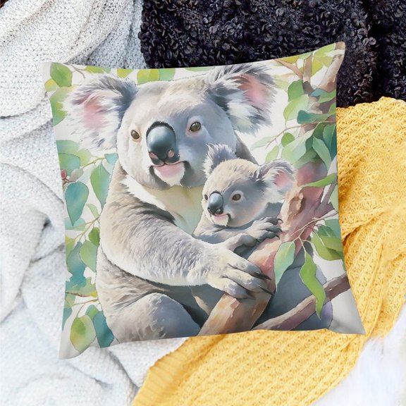 FCXZI Party Supplies Koalas Branch Baby Koala Throw Pillow Cover for Home Sofa Couch Linen 100% - Set of 1 Pillowcase 18x18in
