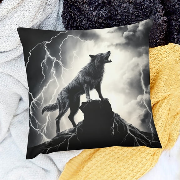 FCXZI Party Supplies Wolf Lightning Storm Tree Decor Indoor Decoration for Home Sofa Couch 1 Pack Linen Pillow Cover Set 18x18in