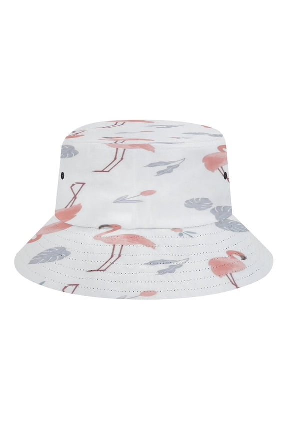 Pastel Flamingo Leaf Print Bucket Hat, Soft, Printed, Packable Fisherman Sun Hat for Beach Travel Hiking Vacation, Sun Hat for Women Men,