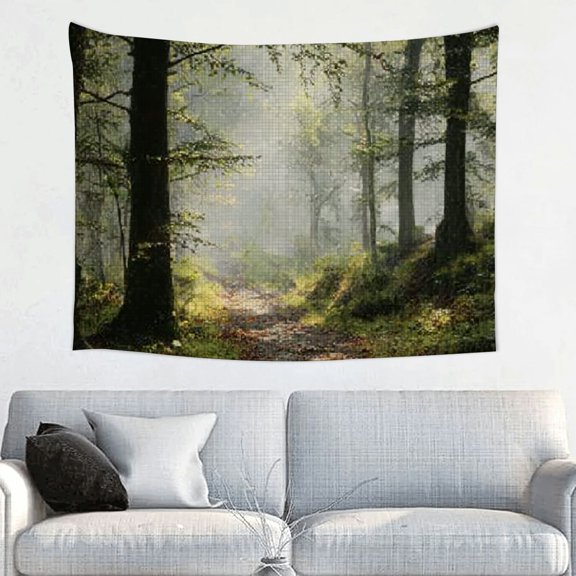 FCXZI Path Woods Fog Tapestry Wall Art 100% Polyester Home Decor 40*30in