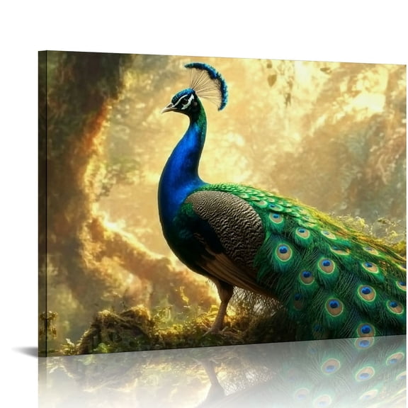 FCXZI Peacock Wall Art - Stunning Peacock Garden Wall decor and Outdoor Decorations for Home Beautiful Modern Art Peacock Airbrush Painting for Living Room Bathroom Kitchen Hallway Bedroom 16x12in