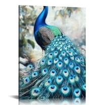 FCXZI Peacock painting, wall art, ready to hang, suitable for bedroom living room decoration 12x16in