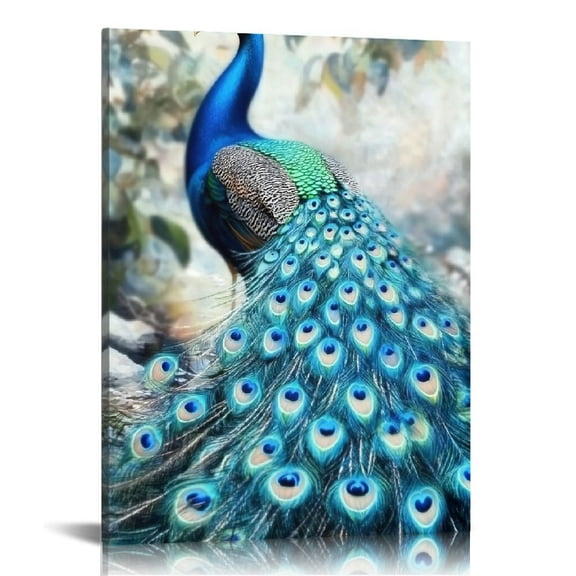 FCXZI Peacock painting, wall art, ready to hang, suitable for bedroom living room decoration 12x16in