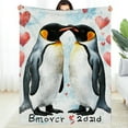 thumbnail image 1 of FCXZI Penguins Kissing Hearts Fuzzy Fluffy Soft Cozy Blanket 50*60in, 1 of 7