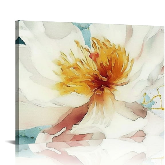 FCXZI Peony Flower Canva Wall Art for Living Room, Modern White Blossom Artwork Blue Floral Picture Wall Decor for Bedroom Bathroom Kitchen Dining Room Prints Paintings for Home 20x16in