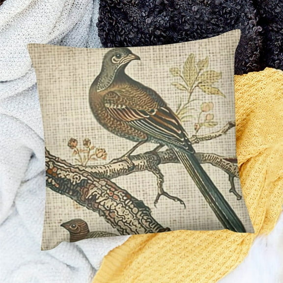 FCXZI Pheasant linen throwing pillow case farmhouse with zipper decoration pillow sofa outdoor 18x18in