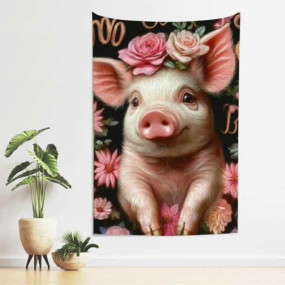 FCXZI Pig Flower Feminist Art Tapestry Wall Decoration for Home 40*60in