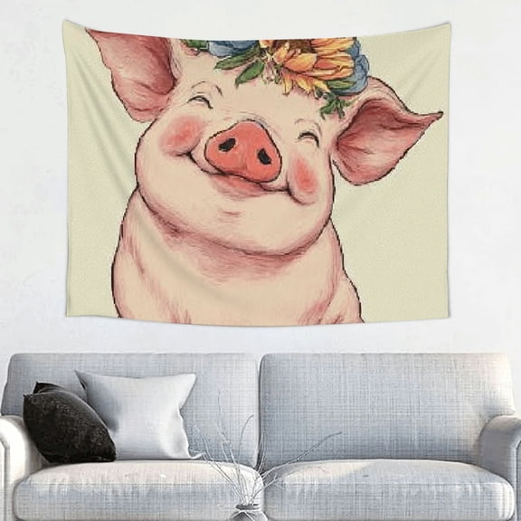 FCXZI Pig Flower Tapestry Wall Hanging for Bedroom Living Room Dorm 40*30in