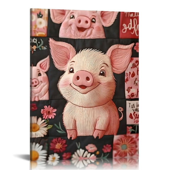 FCXZI Pig Wall Decor Canvas Print Ready to Hang Home Art 12x16 12x16in