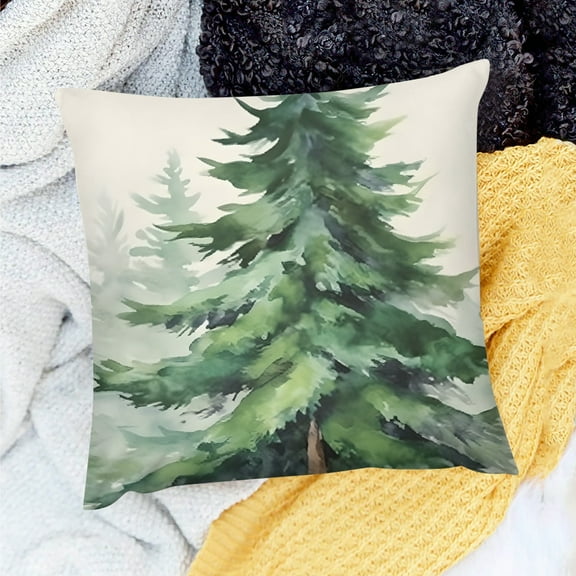 FCXZI Pine Tree Leaves Watercolor Throw Pillow Cover for Sofa 18x18in