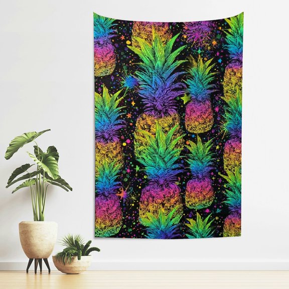 FCXZI Pineapple Psychedelic Colorful Wall Tapestry Art 100% Polyester 40*60in