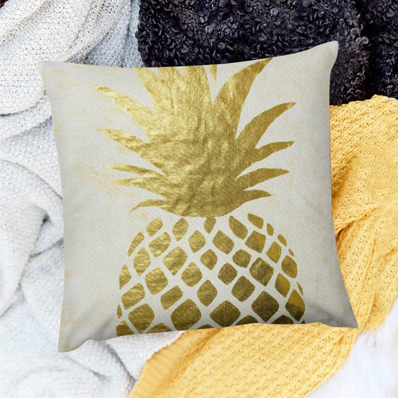 FCXZI Pineapple Square Cushion Cover for Home Sofa Couch Linen 18x18in