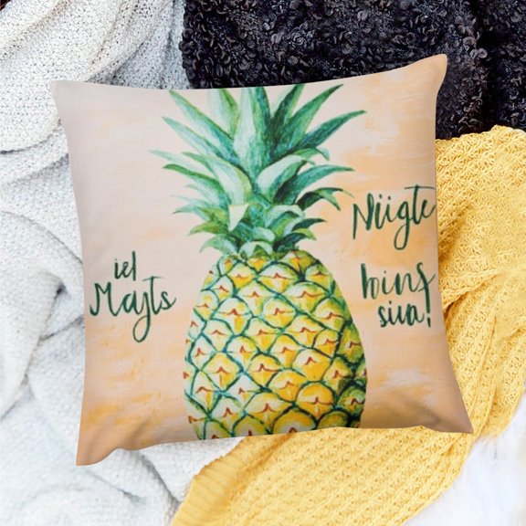 FCXZI Pineapple Theme Party Decor Birthday Gift Pineapple Pillows Cushion Case for Home Sofa Couch Linen 100% 18x18in