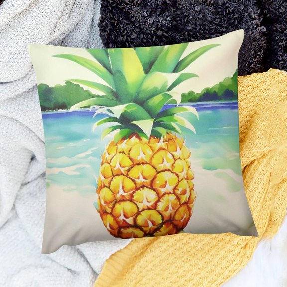FCXZI Pineapple Theme Throw Pillow Cover for Home Sofa Couch Decor, 100% Linen, Set of 1, Various Sizes 20x20in