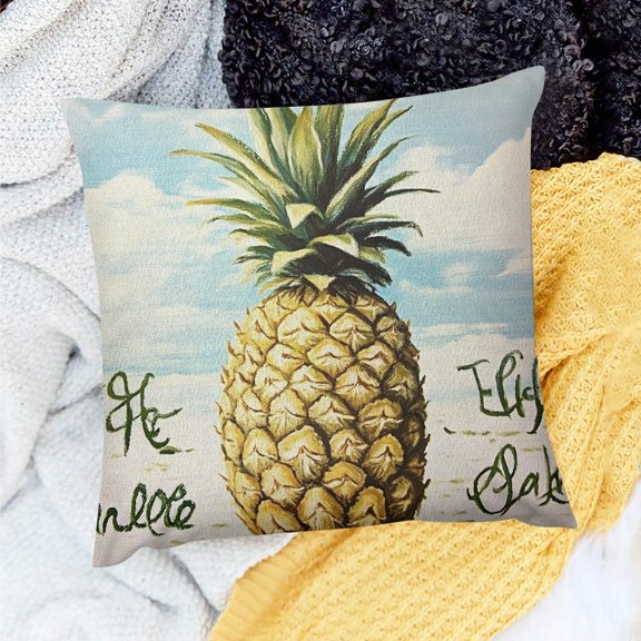 FCXZI Pineapple Theme Throw Pillow Cover for Home Sofa Couch Linen 100% - Set of 1, Various Sizes 18x18in