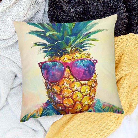 FCXZI Pineapple Throw Pillow Cover Square Cushion for Sofa Couch 24x24in