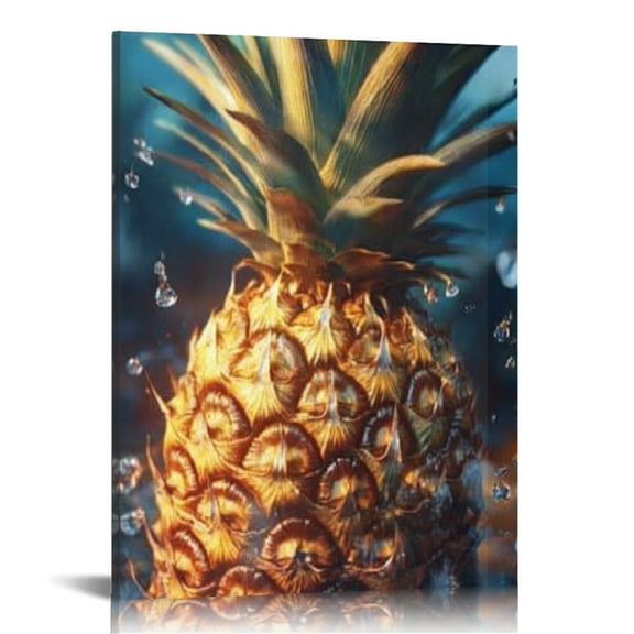 FCXZI Pineapple Water Splash Canvas Wall Art Home Decor 12x16 16x20in