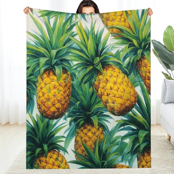 FCXZI Pineapples Green Leaves Fuzzy Fluffy Soft Cozy Blanket 30*40in