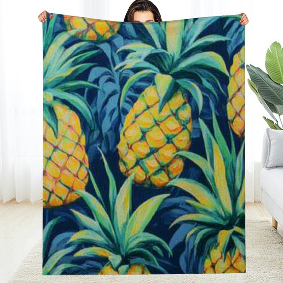 FCXZI Pineapples Leaves Flannel Blanket - Soft Warm All-Season Comfort 30*40in