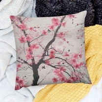 FCXZI Pink Flowers Throw Pillow Cover Square Cushion for Home Sofa Couch Outdoor Decor 18x18in
