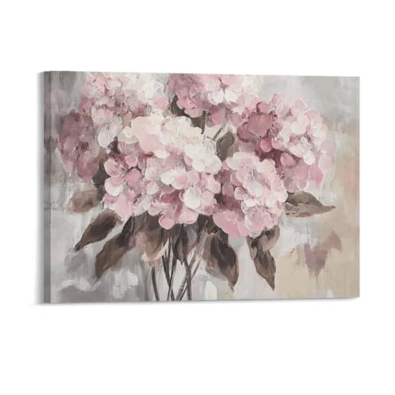FCXZI Pink Hydrangea Painting Wall Art, High-definition Printed Frameless Canvas Wall Art, Suitable for Hanging in Bedrooms, Dormitories, and Living Rooms, for Adult and Home Decoration
