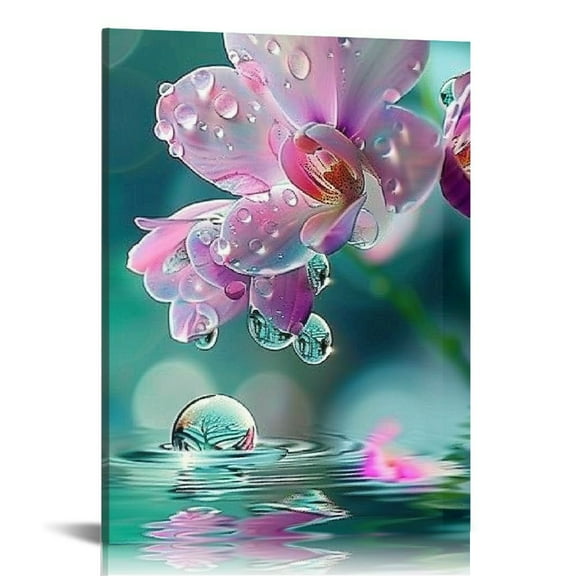 FCXZI Pink Orchid Canvas Wall Art, Beautiful Flower Indoor art wall decoration home is suitable for living room, bedroom, office, dining room, club decoration, canvas hanging paintings