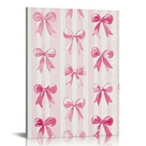 FCXZI Pink Wallpaper Hearts Bows Canvas Wall Art Home Decor 12x16in