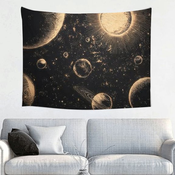 FCXZI Planets Sun Space Print Tapestry Wall Hanging for Home Decor 40*30in