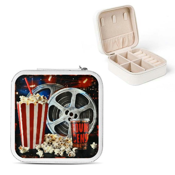 FCXZI Popcorn Soda Movie Claps Jewelry Box for Necklaces Rings Earrings White