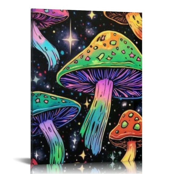FCXZI Psychedelic Art Mushrooms Stars Canvas Print Wall Decor 16x20in