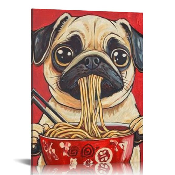 FCXZI Pug Wall Art Canvas Decor for Home Living Room Office 12x16in