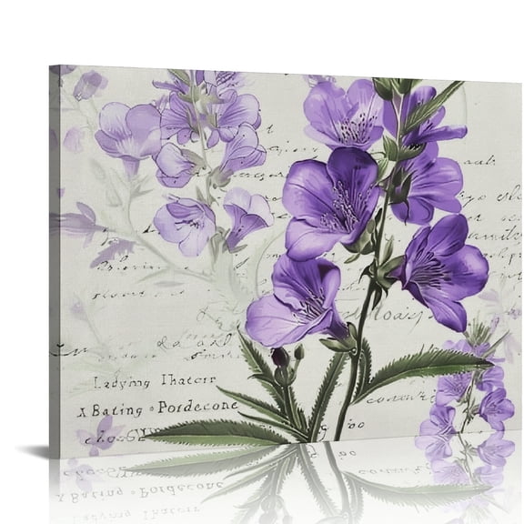 FCXZI Purple Flowers Wall Decor Canvas Art for Home Living Room Bedroom Kitchen Bathroom Office Salon, Ready To Hang Room Home Art Decor 20x16in