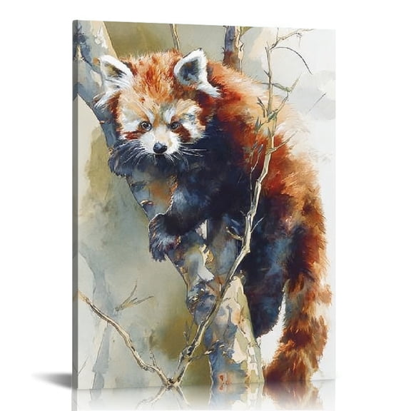 FCXZI Red Panda Tree Branch Art Canvas Print Home Decor 12x16 12x16in
