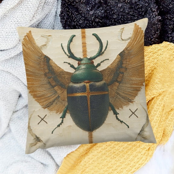 FCXZI Scarab Beetle Wings Cross 100% Linen Pillow Covers Set of 1 20x20in