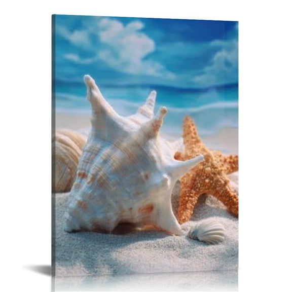 FCXZI Seashell Starfish Beach Art Canvas Prints Wall Decor 12x16 12x16in