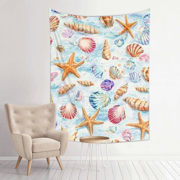 FCXZI Seashells Starfish Pattern Wall Tapestry for Home Decoration 30*40in